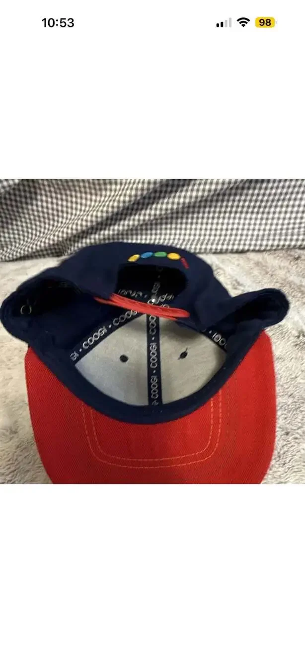 COOGI Fitted Baseball Cap with Embroidered Logo, Navy and Red